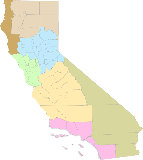 map of california with counties color-coded to represent the adjacent text