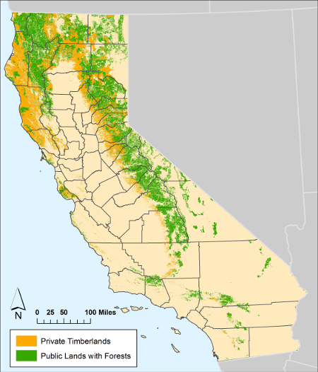 Map of California's Forests - click to open in new window