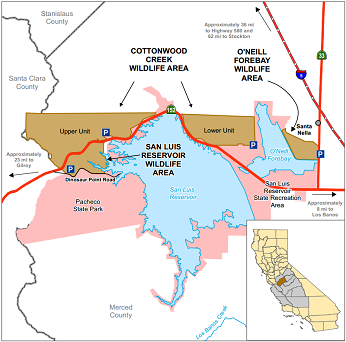 Map of O'Neill Forebay WA - click to enlarge in new window