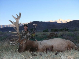 hunter with very large tule elk