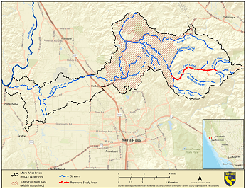 Map of Mark West Creek subwatershed - - click to enlarge in new window