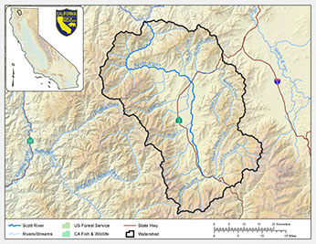 map of Scott River watershed