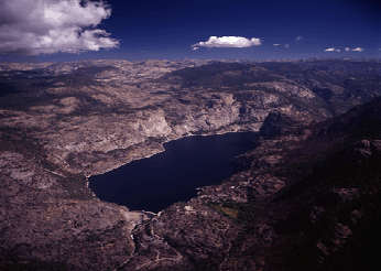 Aerial photo of Hetch-hetchy Reservoir