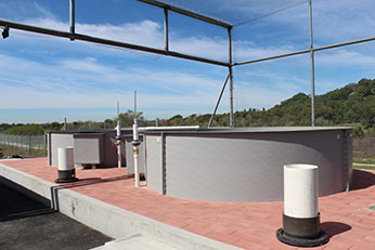 Circular Tanks outside new hatchery building. Photo 2015