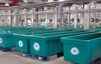 Fish rearing tanks in hatchery building 2015