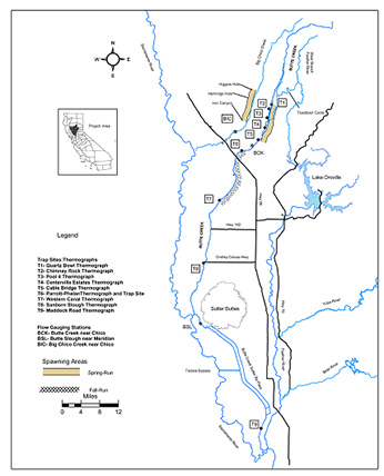 Butte Creek watershed and salmon spawning locations