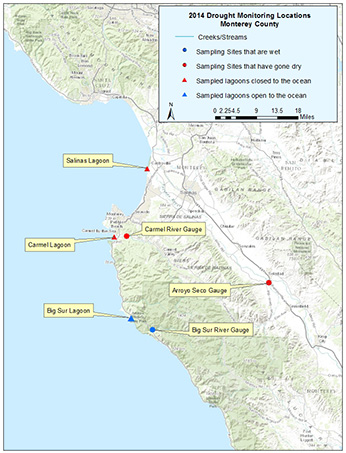 Drought monitoring locations in Monterey County in 2014