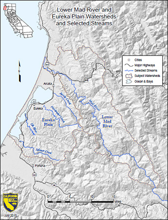 Lower Mad River and Eureka Plain watersheds and selected streams 