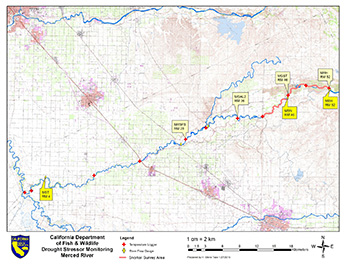 Lower Merced River Drought Stressor Monitoring Map - Click to enlarge image in new window Lower Merced River Drought Stressor Monitoring Map - Click to enlarge image in new window