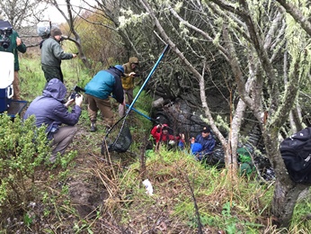 Agency and locals gathered to watch the release of the adult Coho Salmon raised in captivity