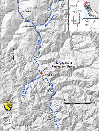 map showing location of Supply Creek restoration project