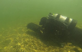 CDFW diver with hand-held sonar - link opens video in new window