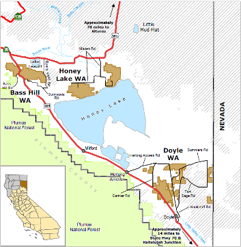map of Honey Lake WA - click to enlarge in new window