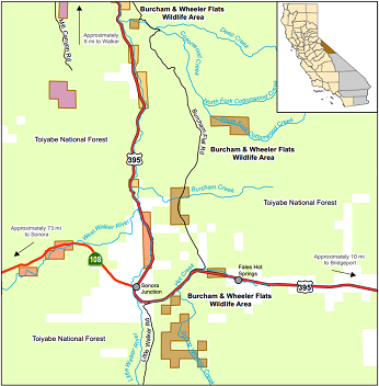 Map of Burcham and Wheeler Flats WA - click to enlarge in new window