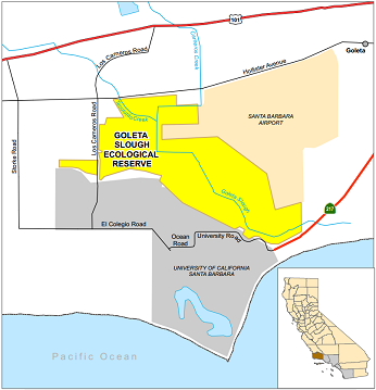 map of Goleta Slough Ecological Reserve - click to enlarge in new window