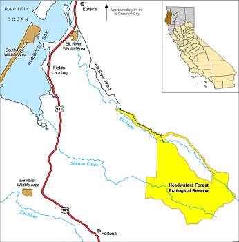 Map of Headwaters Forest ER - click to enlarge in new window