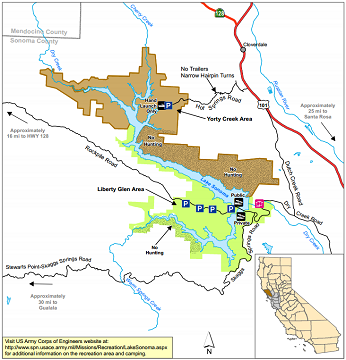 map of Lake Sonoma WA - click to enlarge in new window