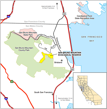 Map of San Bruno Mountain ER location - click to enlarge in new window