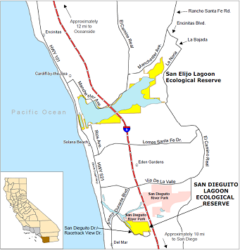 Map of San Dieguito Lagoon ER location - click to enlarge in new window