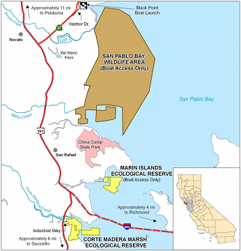 Map of San Pablo Bay WA location - click to enlarge in new window
