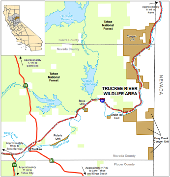 Map of Truckee River WA location - click to enlarge in new window