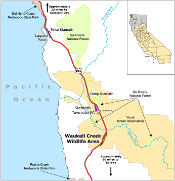 Map of Waukell Creek WA location - click to enlarge in new window