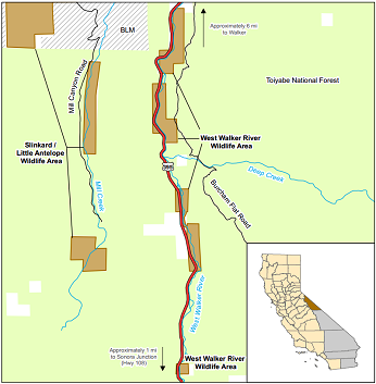 Map of West Walker River WA location - click to enlarge in new window