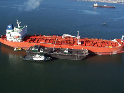 aerial view of oil tanker