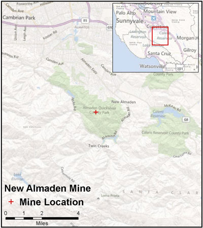 map showing spill location north of Santa Cruz