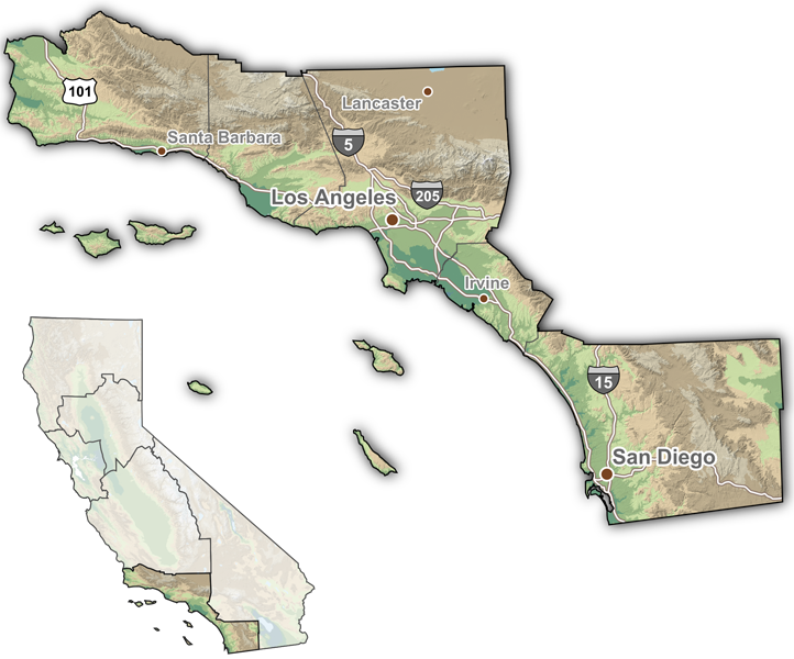 What plants live in the California coastal region?