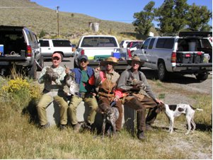 Successful sage grouse hunters in Long Valley