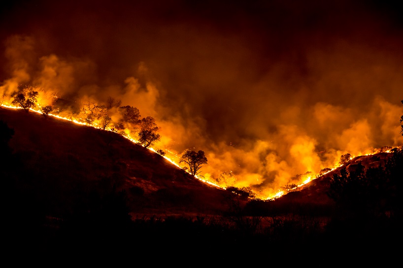 fire all along crest of a hillside