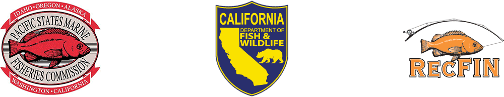 Pacific States Marine Fisheries Commission logo, CDFW logo, RecFIN logo